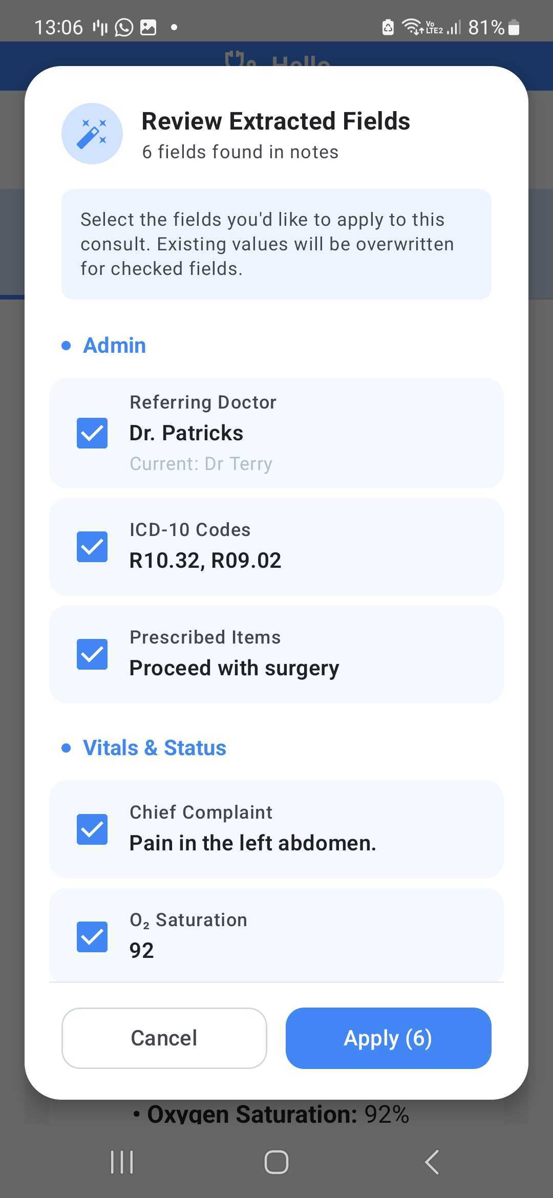 Auto Notes to Consult Info Extraction