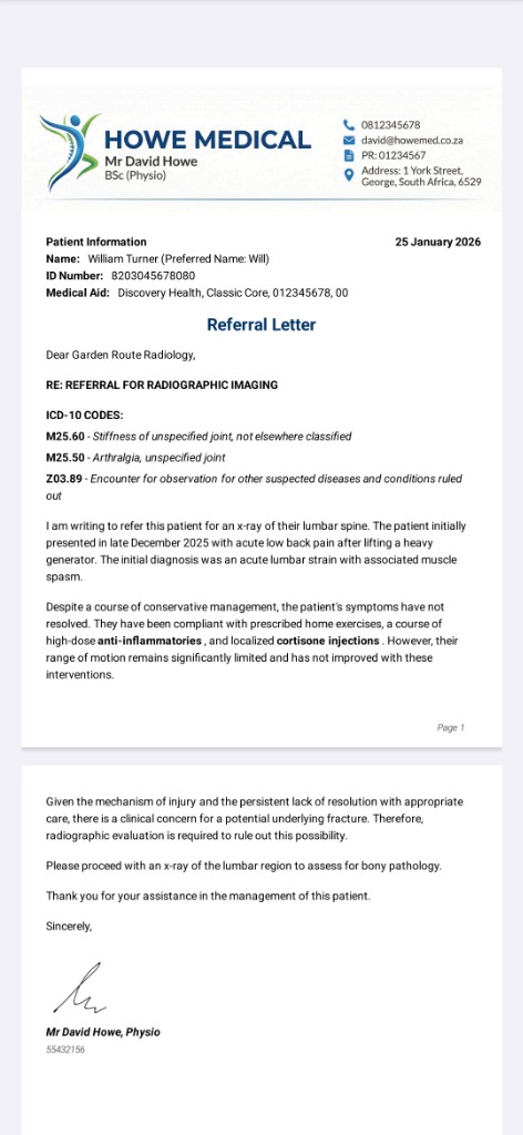 Example generated referral letter